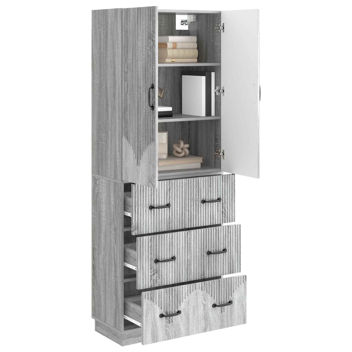 vidaXL Cabinet Set 2 pcs Grey Sonoma 66 x 34.5 x 87 cm Engineered Wood