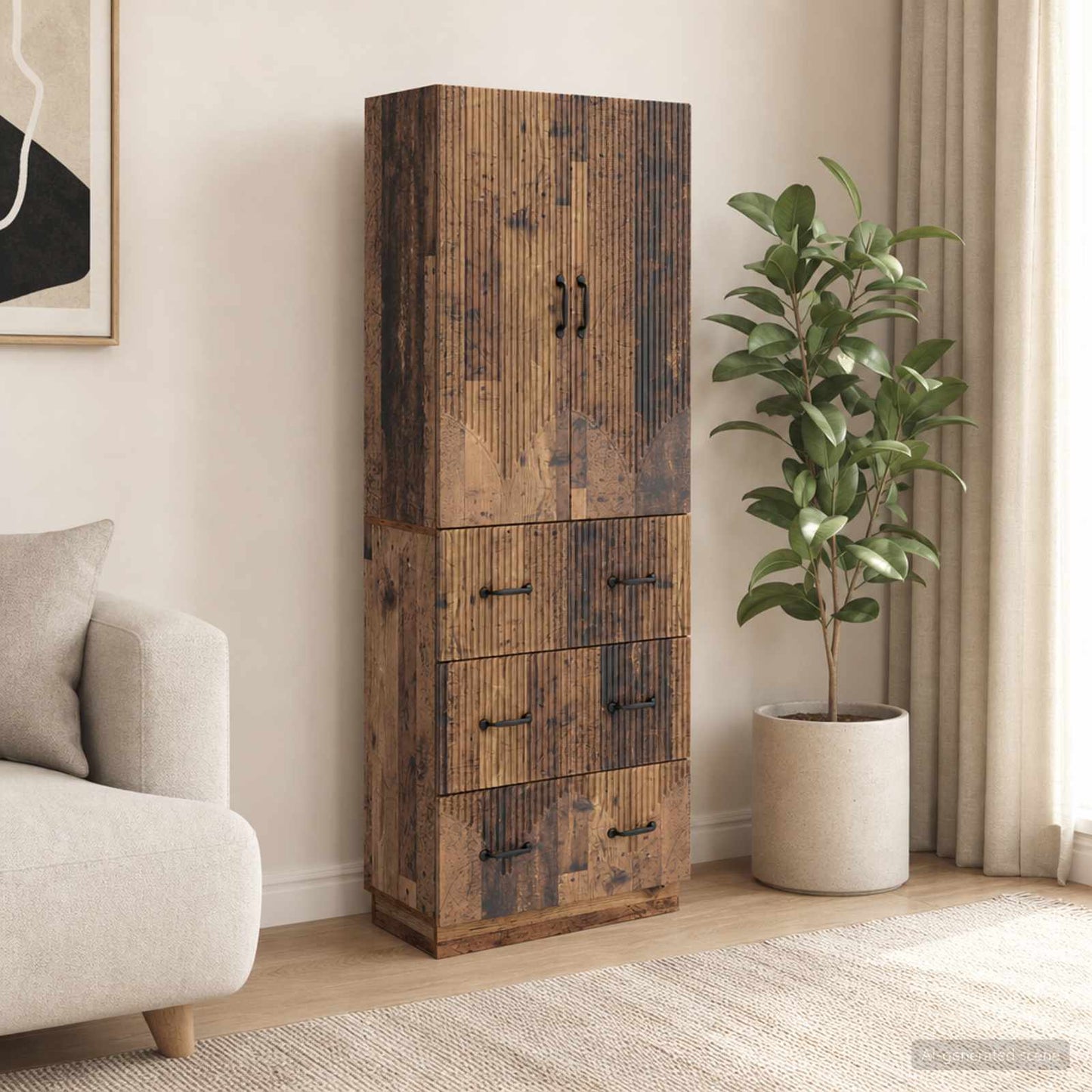 vidaXL Cabinet Set 2 pcs Old Wood 66 x 34.5 x 87 cm Engineered Wood