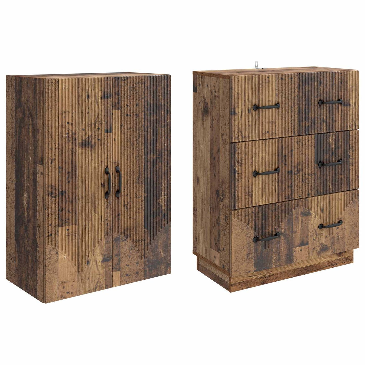 vidaXL Cabinet Set 2 pcs 66 x 34.5 x 87 cm Engineered Wood Old Wood