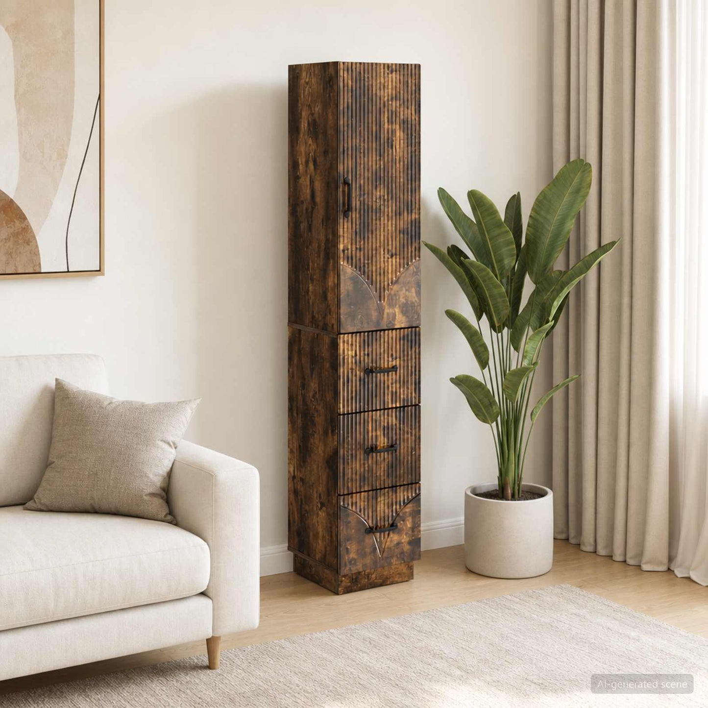 vidaXL Cabinet Set 2 pcs 33 x 34.5 x 87 cm Engineered Wood Smoked Oak