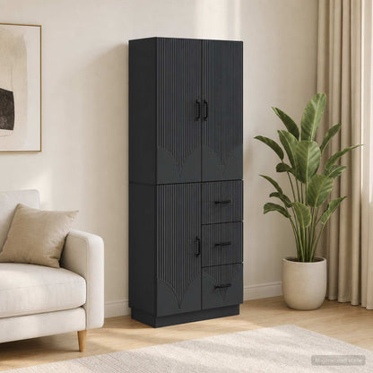 vidaXL Cabinet Set 2 pcs Black Engineered Wood