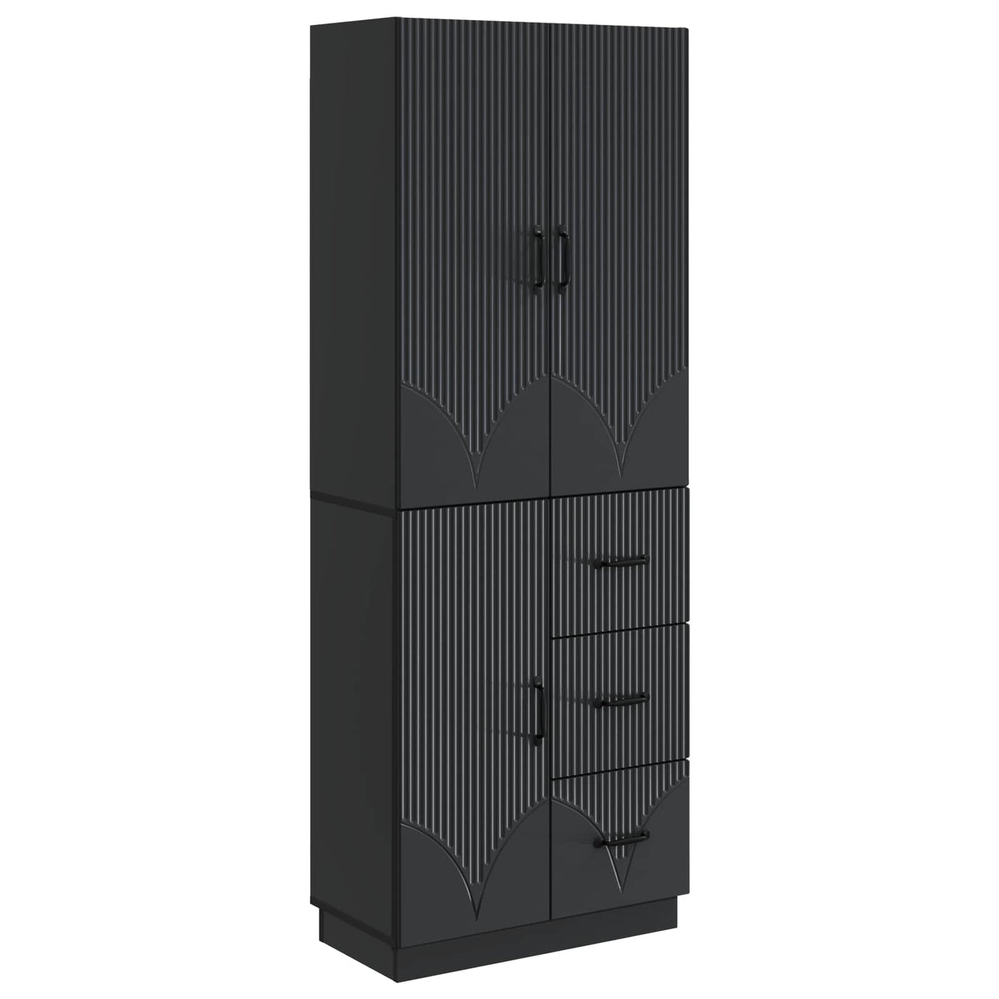 vidaXL Cabinet Set 2 pcs Black Engineered Wood