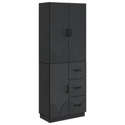 vidaXL Cabinet Set 2 pcs Black Engineered Wood