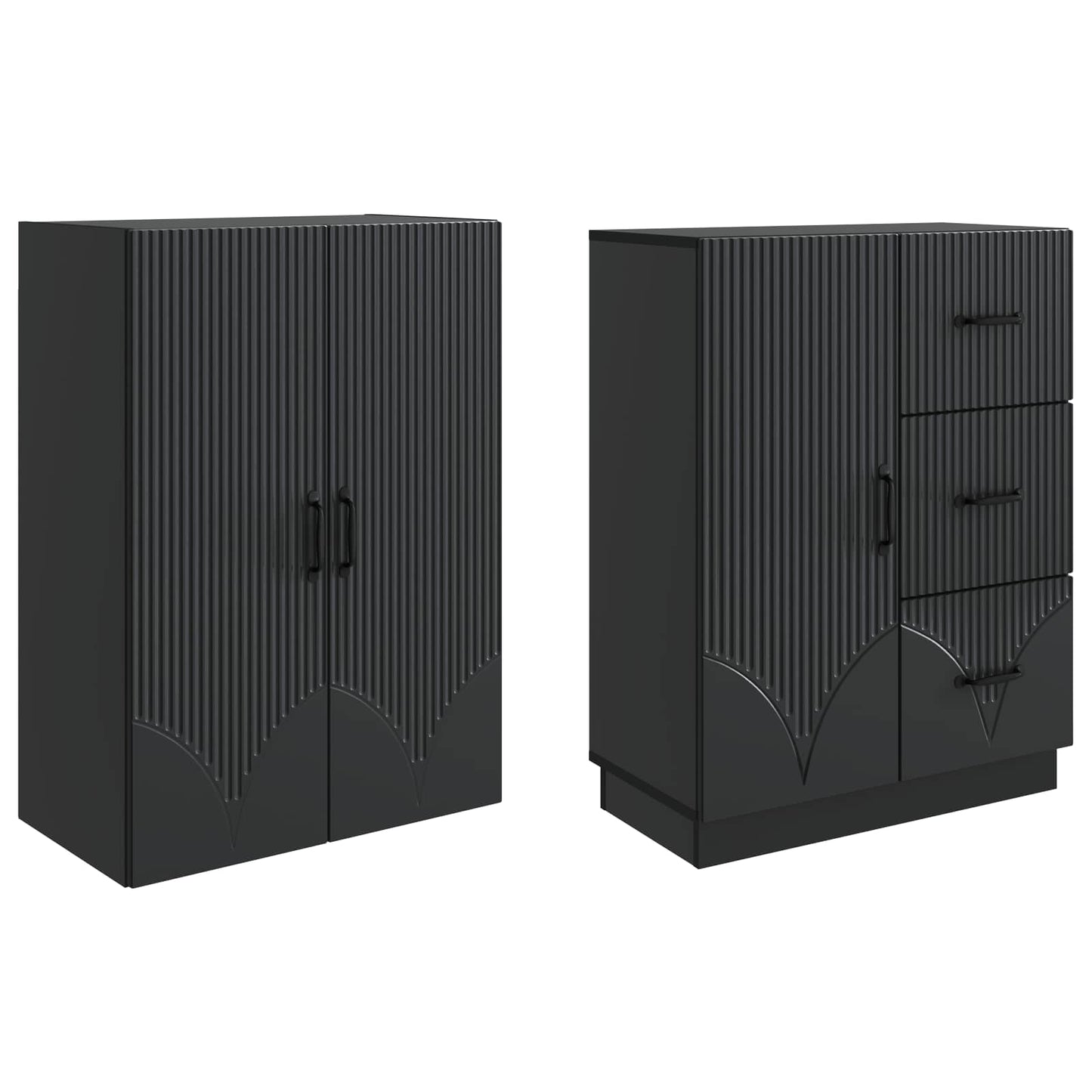 vidaXL Cabinet Set 2 pcs Black Engineered Wood