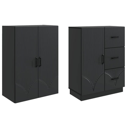 vidaXL Cabinet Set 2 pcs Black Engineered Wood