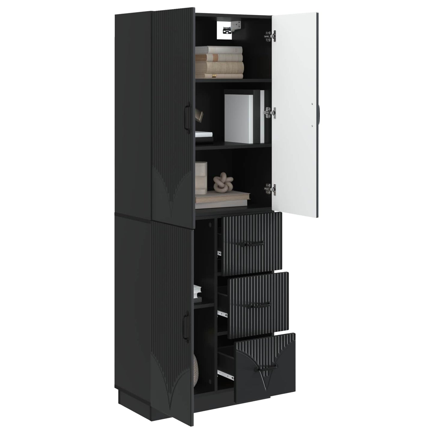 vidaXL Cabinet Set 2 pcs Black Engineered Wood