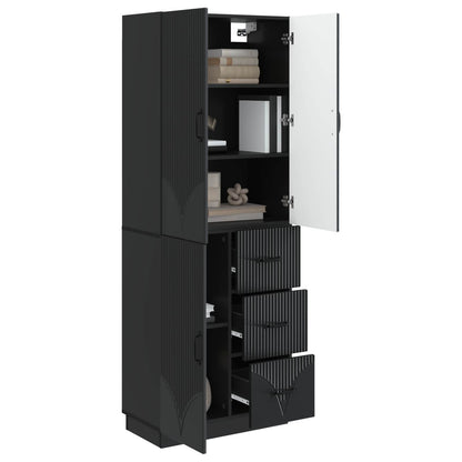 vidaXL Cabinet Set 2 pcs Black Engineered Wood