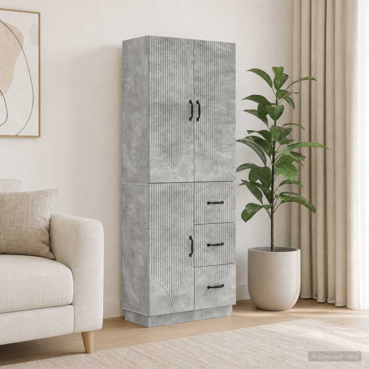 vidaXL Cabinet Set 2 pcs Concrete Grey Engineered Wood