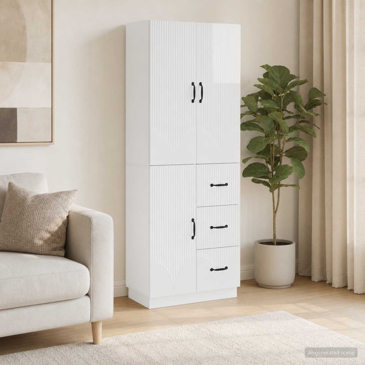 vidaXL Cabinet Set 2 pcs High Gloss White Engineered Wood