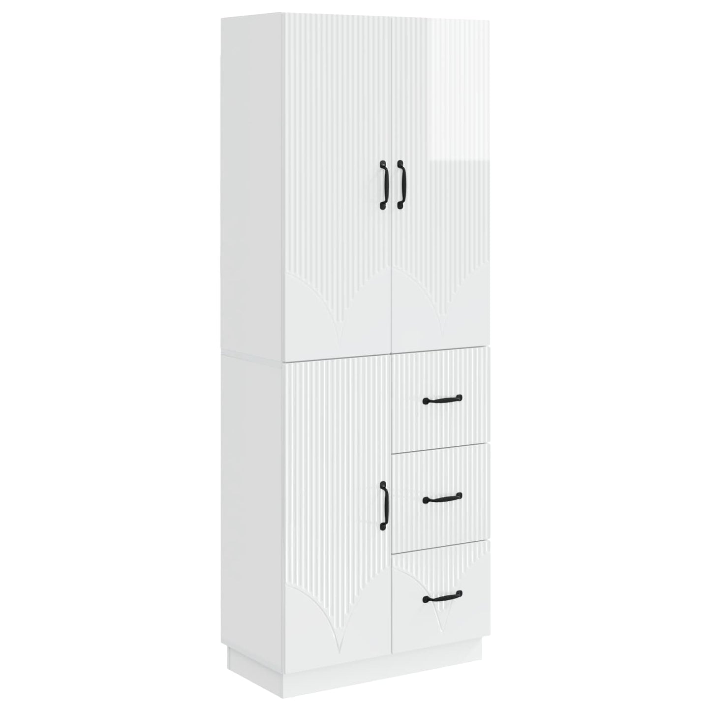vidaXL Cabinet Set 2 pcs High Gloss White Engineered Wood