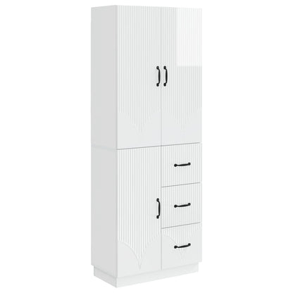 vidaXL Cabinet Set 2 pcs High Gloss White Engineered Wood