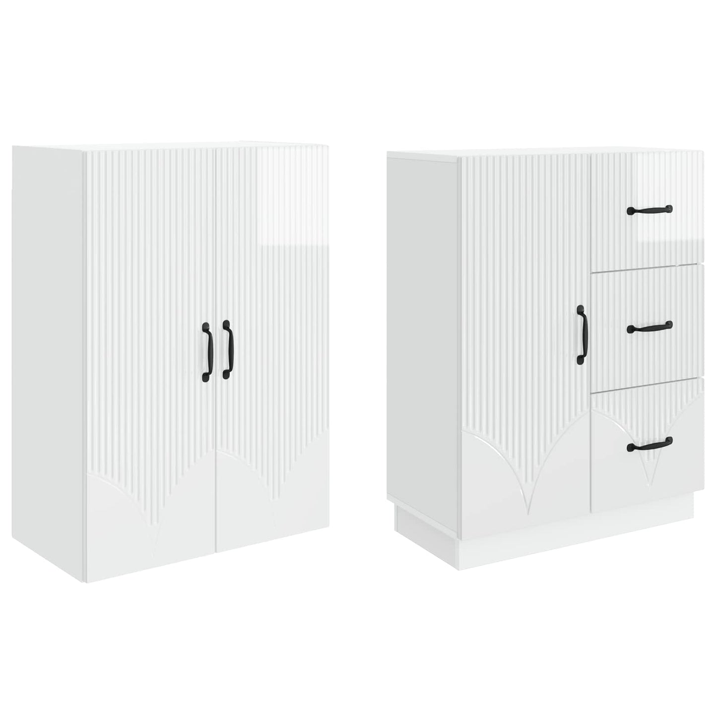 vidaXL Cabinet Set 2 pcs High Gloss White Engineered Wood