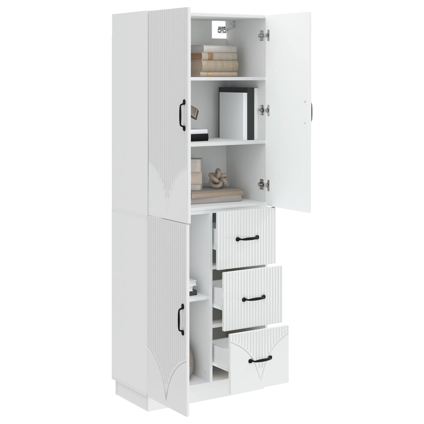 vidaXL Cabinet Set 2 pcs High Gloss White Engineered Wood
