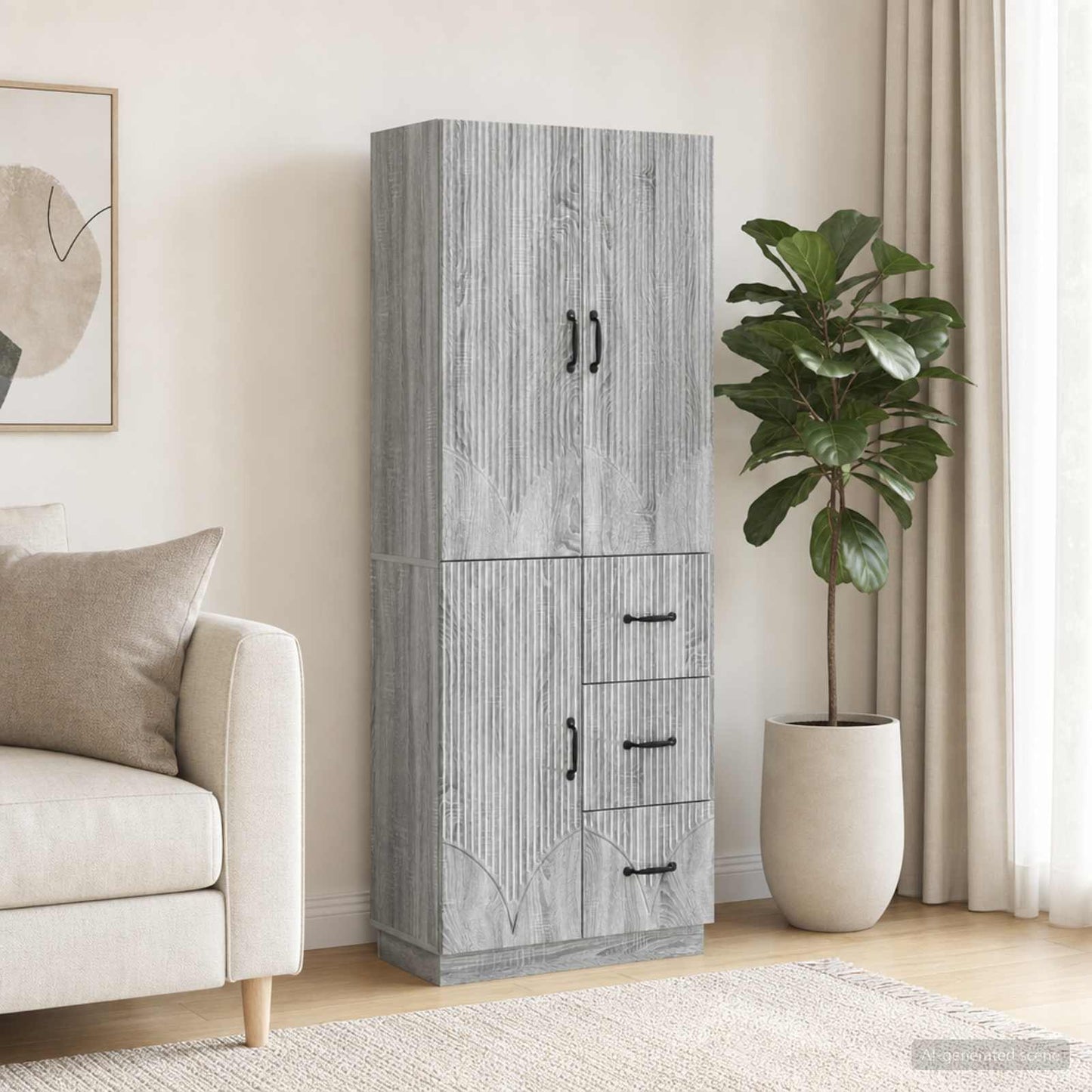 vidaXL Cabinet Set 2 pcs Grey Sonoma Engineered Wood