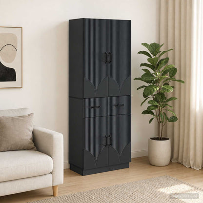 vidaXL Cabinet Set 2 pcs Black Engineered Wood