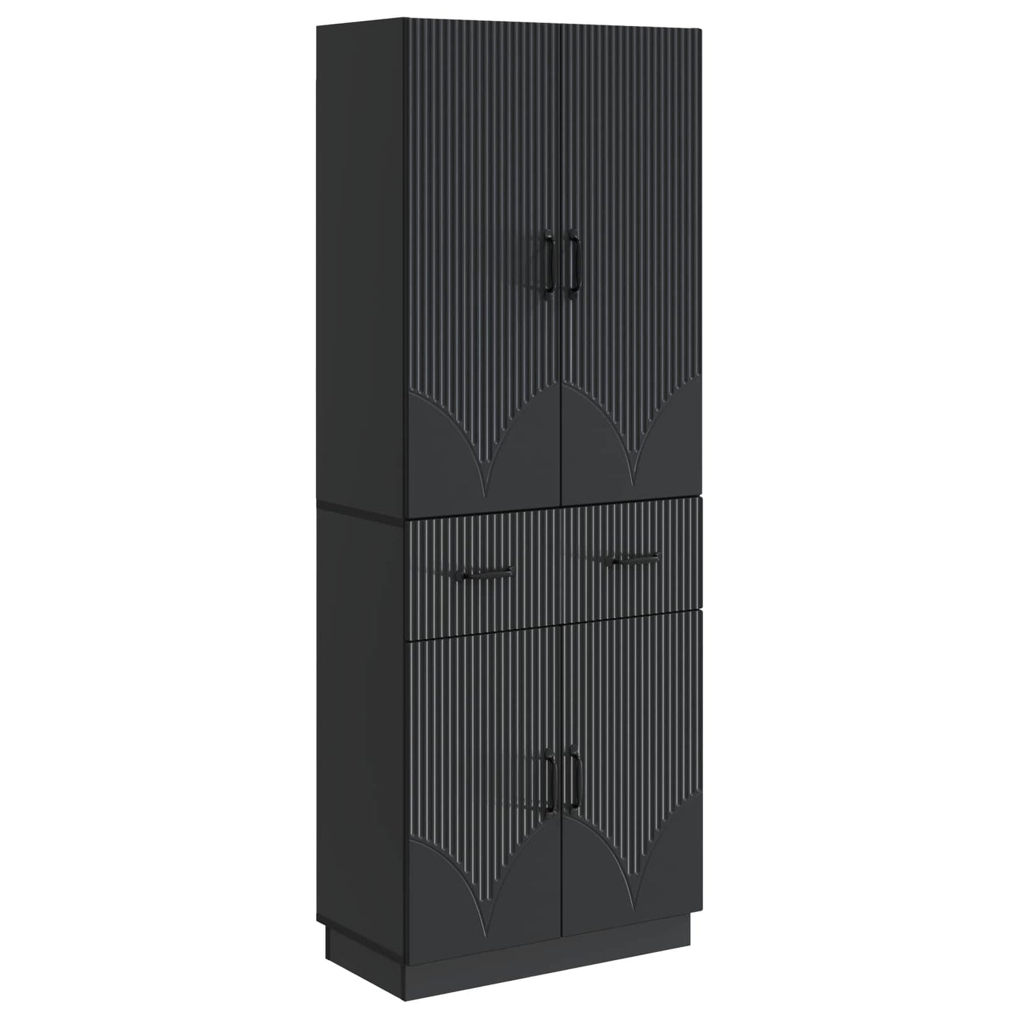 vidaXL Cabinet Set 2 pcs Black Engineered Wood
