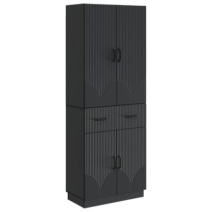 vidaXL Cabinet Set 2 pcs Black Engineered Wood