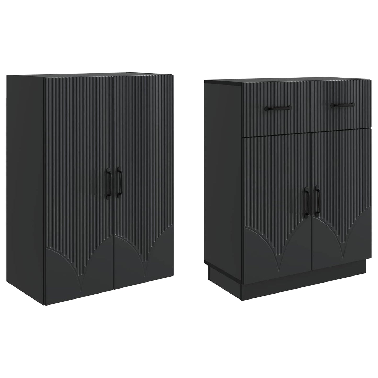 vidaXL Cabinet Set 2 pcs Black Engineered Wood