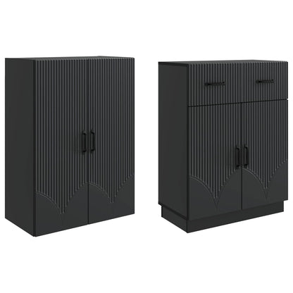 vidaXL Cabinet Set 2 pcs Black Engineered Wood