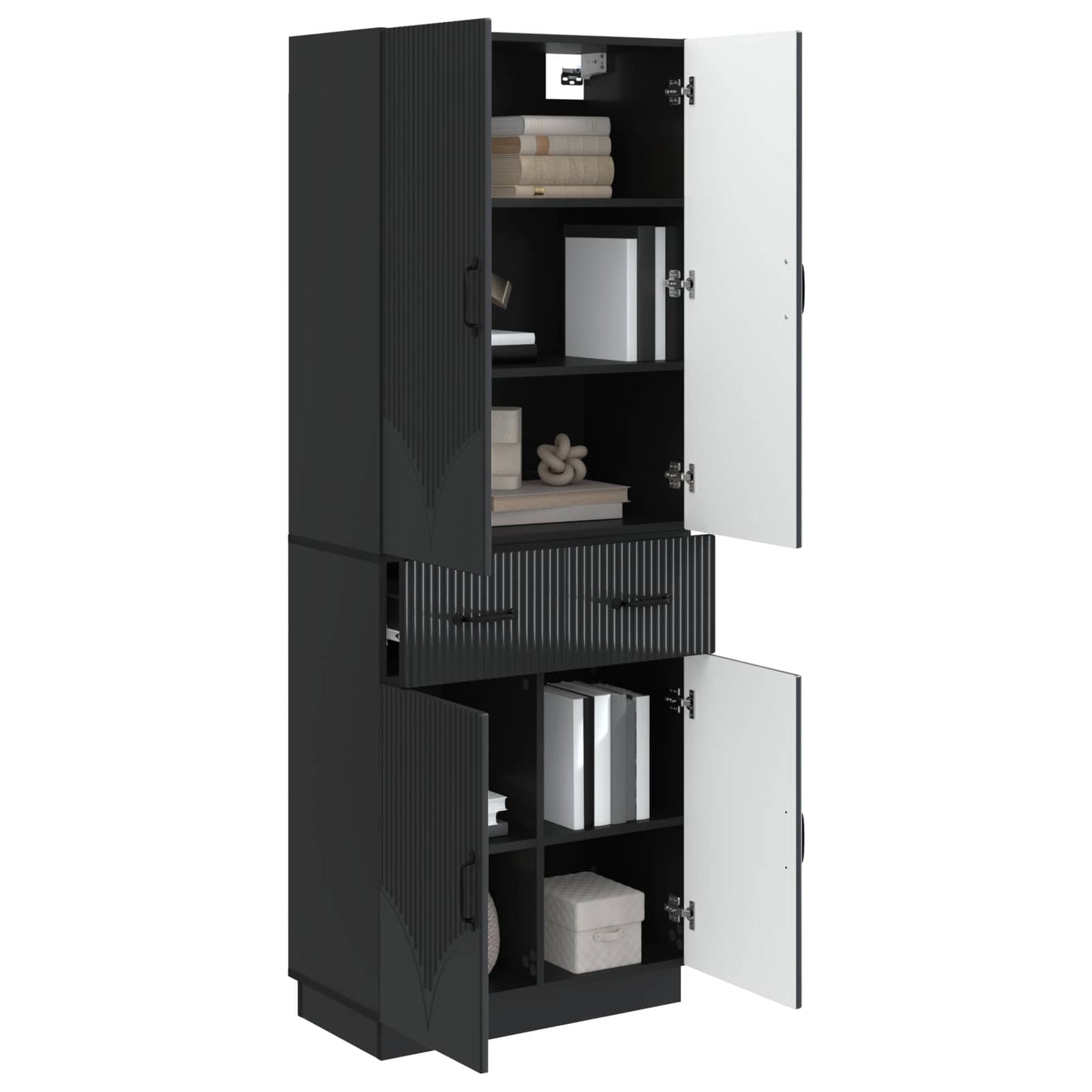 vidaXL Cabinet Set 2 pcs Black Engineered Wood