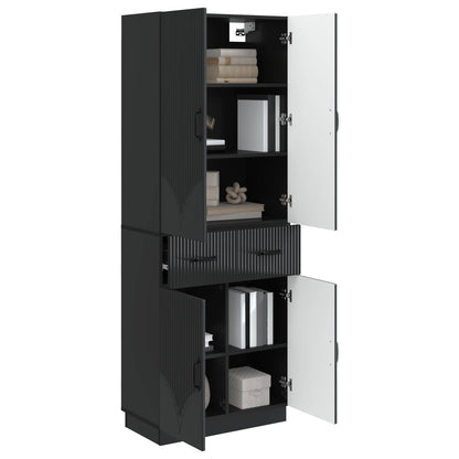 vidaXL Cabinet Set 2 pcs Black Engineered Wood