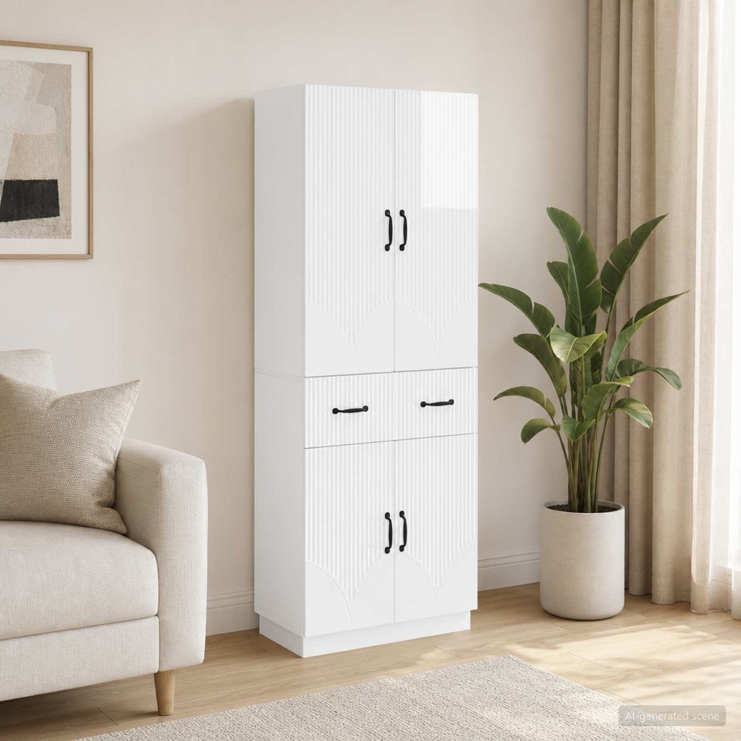 vidaXL Cabinet Set 2 pcs High Gloss White Engineered Wood