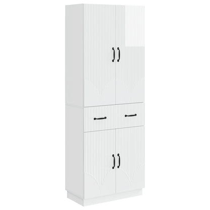 vidaXL Cabinet Set 2 pcs High Gloss White Engineered Wood