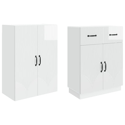 vidaXL Cabinet Set 2 pcs High Gloss White Engineered Wood