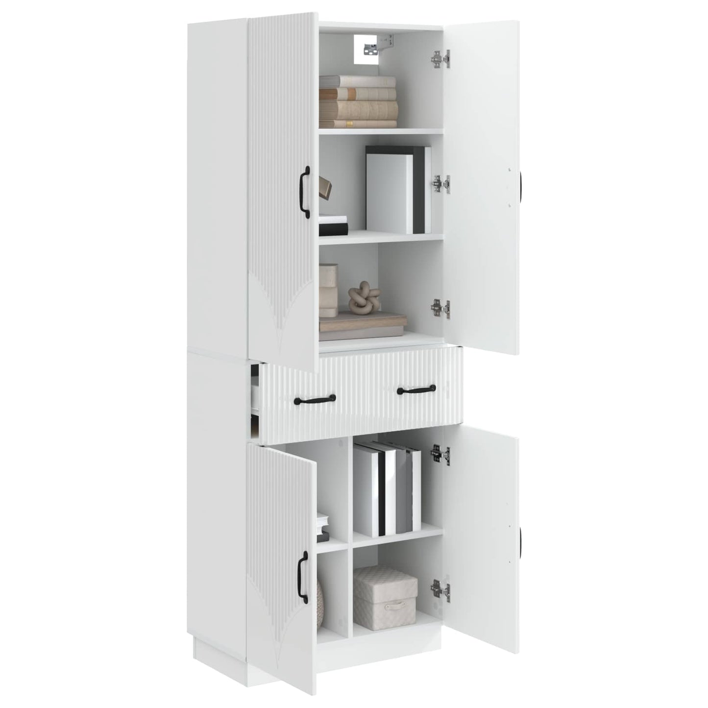 vidaXL Cabinet Set 2 pcs High Gloss White Engineered Wood