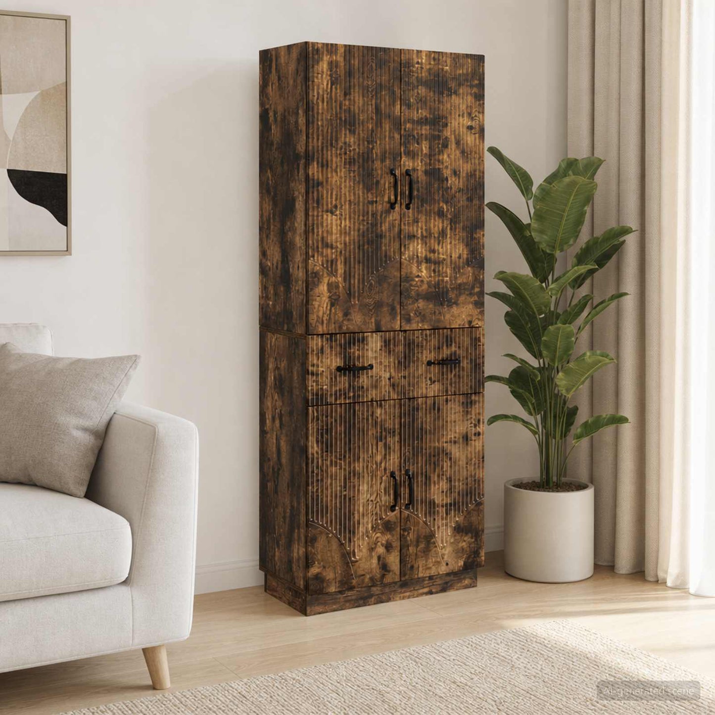 vidaXL Cabinet Set 2 pcs Smoked Oak Engineered Wood
