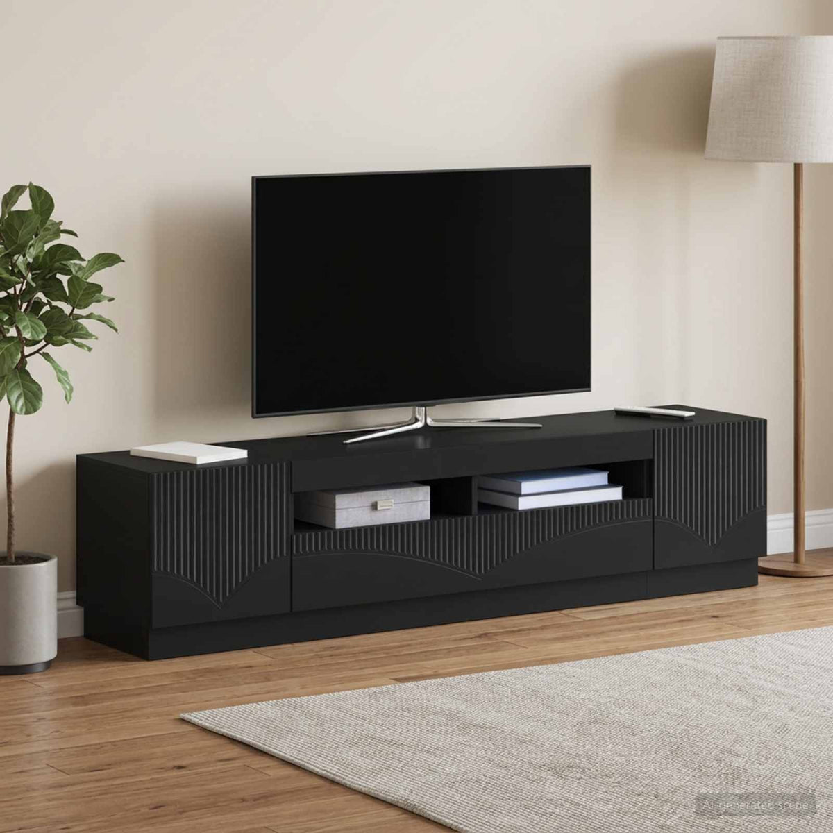 vidaXL LED TV Cabinet HOORN 3 pcs Black Engineered Wood