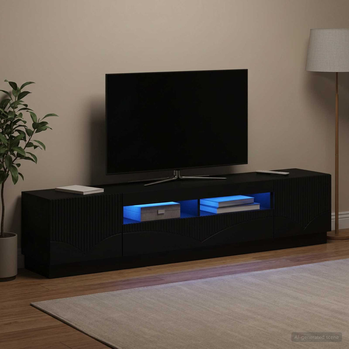 vidaXL LED TV Cabinet HOORN 3 pcs Black Engineered Wood