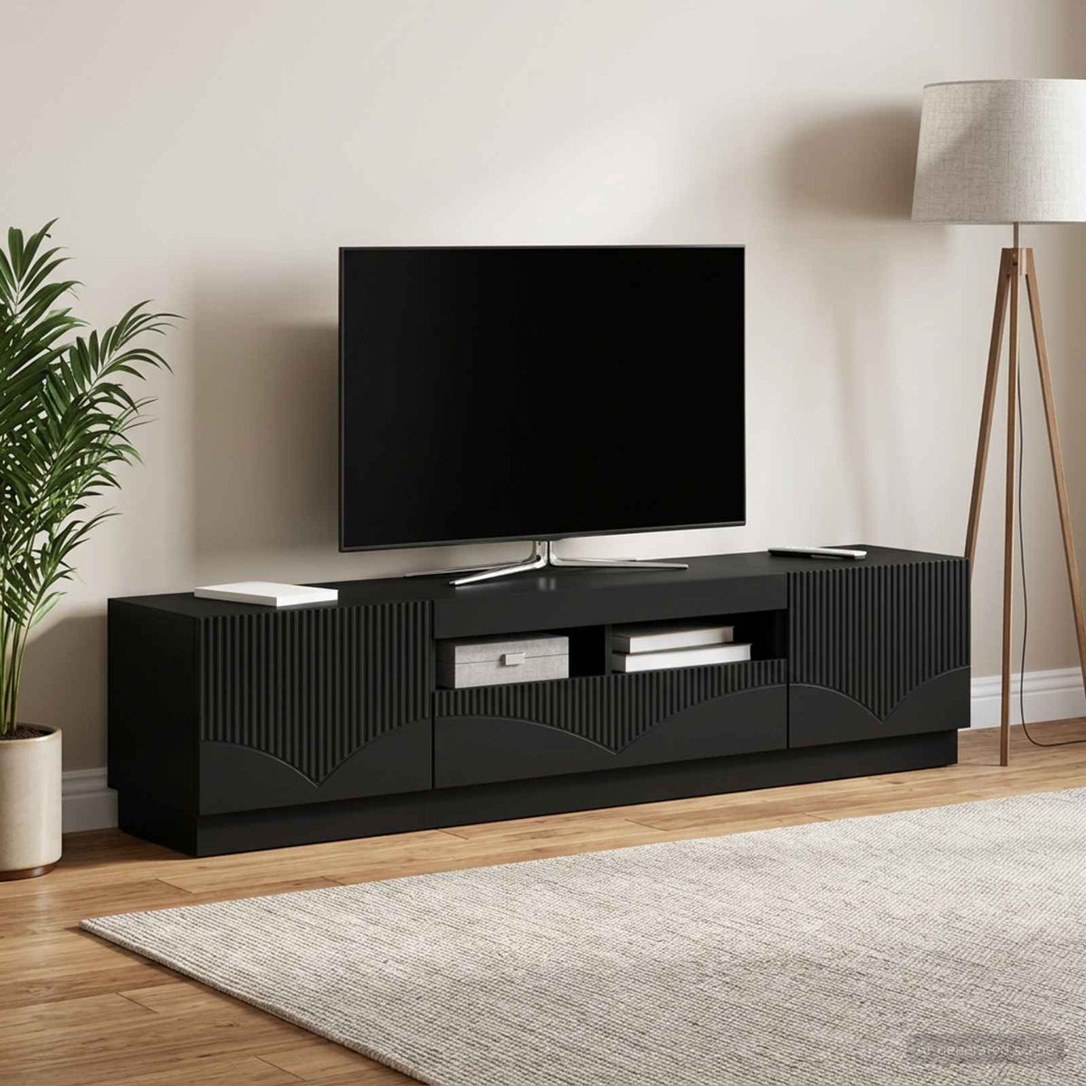 vidaXL LED TV Cabinet HOORN 3 pcs Black Engineered Wood