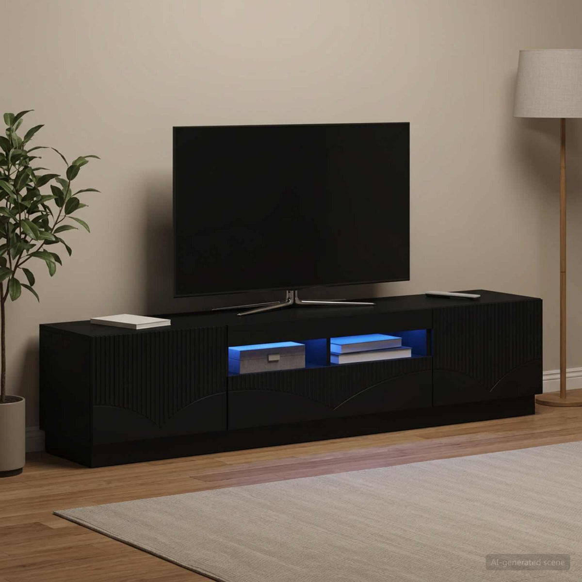 vidaXL LED TV Cabinet HOORN 3 pcs Black Engineered Wood