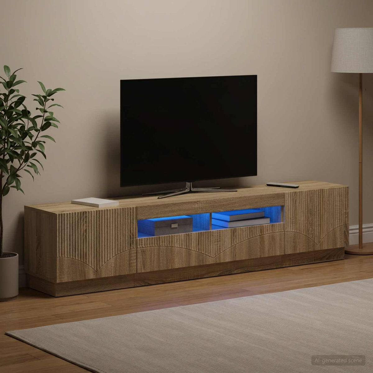 vidaXL LED TV Cabinet HOORN 3 pcs Sonoma Oak Engineered Wood