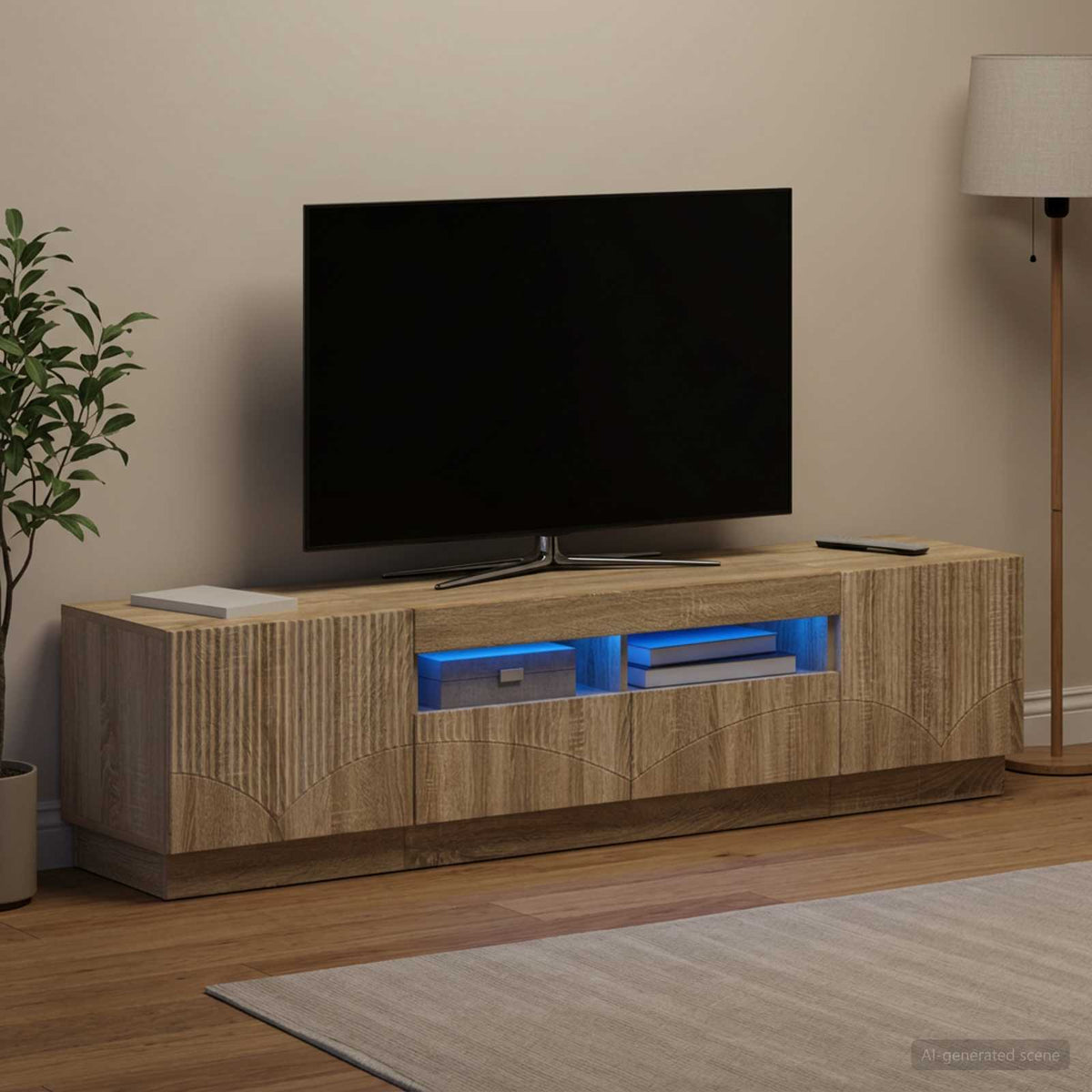 vidaXL LED TV Cabinet HOORN 3 pcs Sonoma Oak Engineered Wood