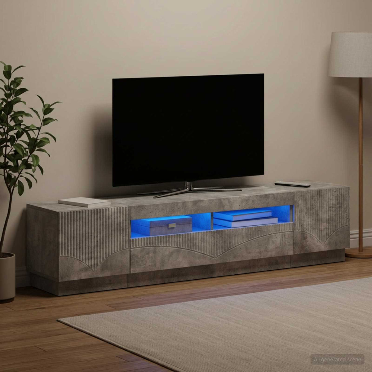 vidaXL LED TV Cabinet HOORN 3 pcs Concrete Grey Engineered Wood