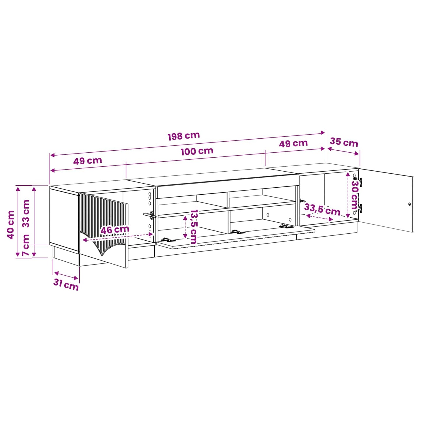 vidaXL 5 Piece LED TV Cabinet Concrete Grey Engineered Wood