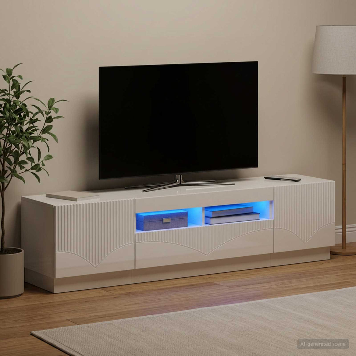 vidaXL LED TV Cabinet HOORN 3 pcs High Gloss White Engineered Wood