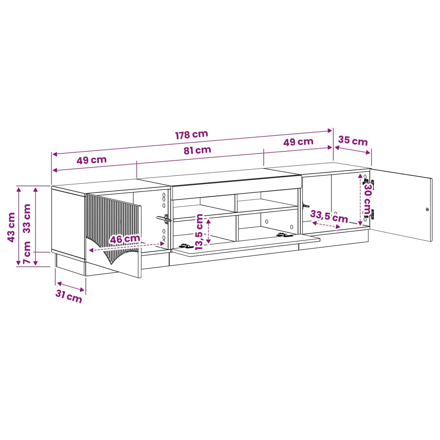 vidaXL 5 Piece LED TV Cabinet Smoked Oak Engineered Wood