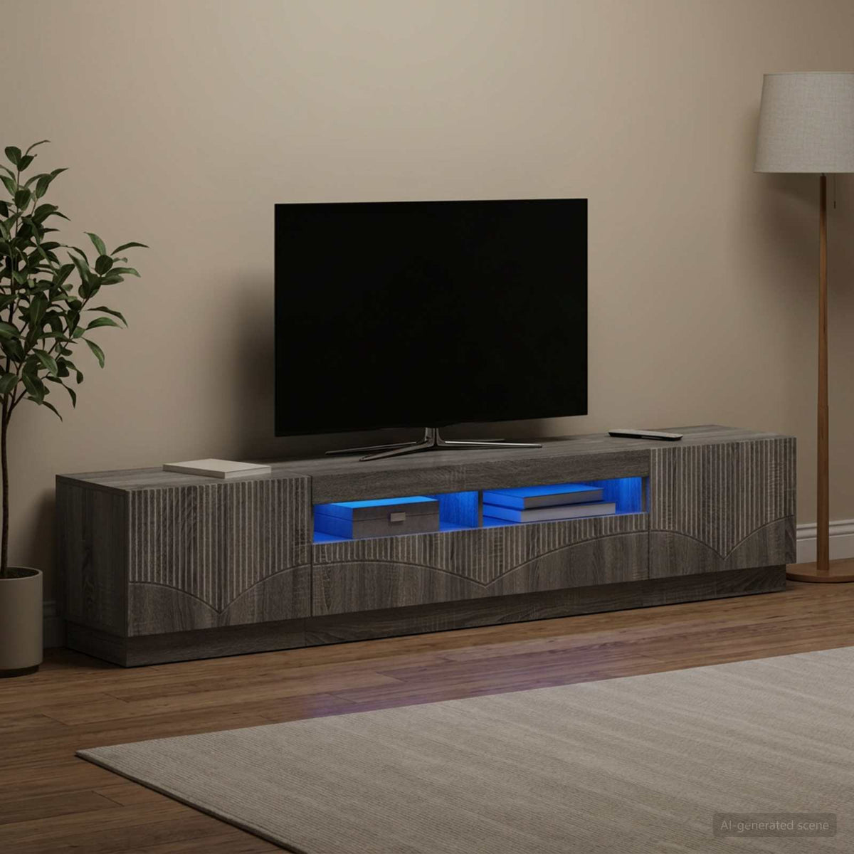 vidaXL LED TV Cabinet HOORN 3 pcs Grey Sonoma Engineered Wood