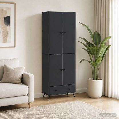vidaXL Cabinet Set 2 pcs Black Engineered Wood