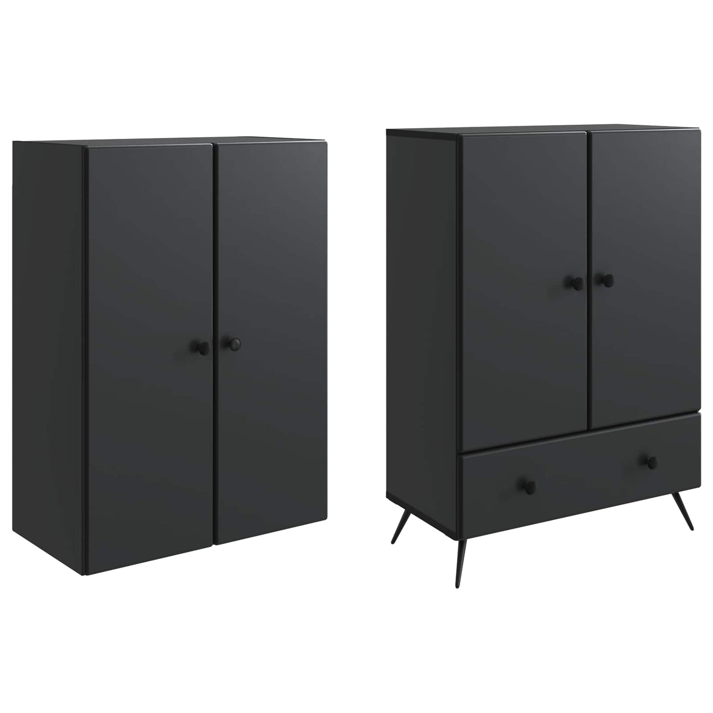 vidaXL Cabinet Set 2 pcs Black Engineered Wood