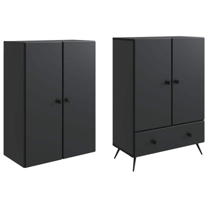 vidaXL Cabinet Set 2 pcs Black Engineered Wood