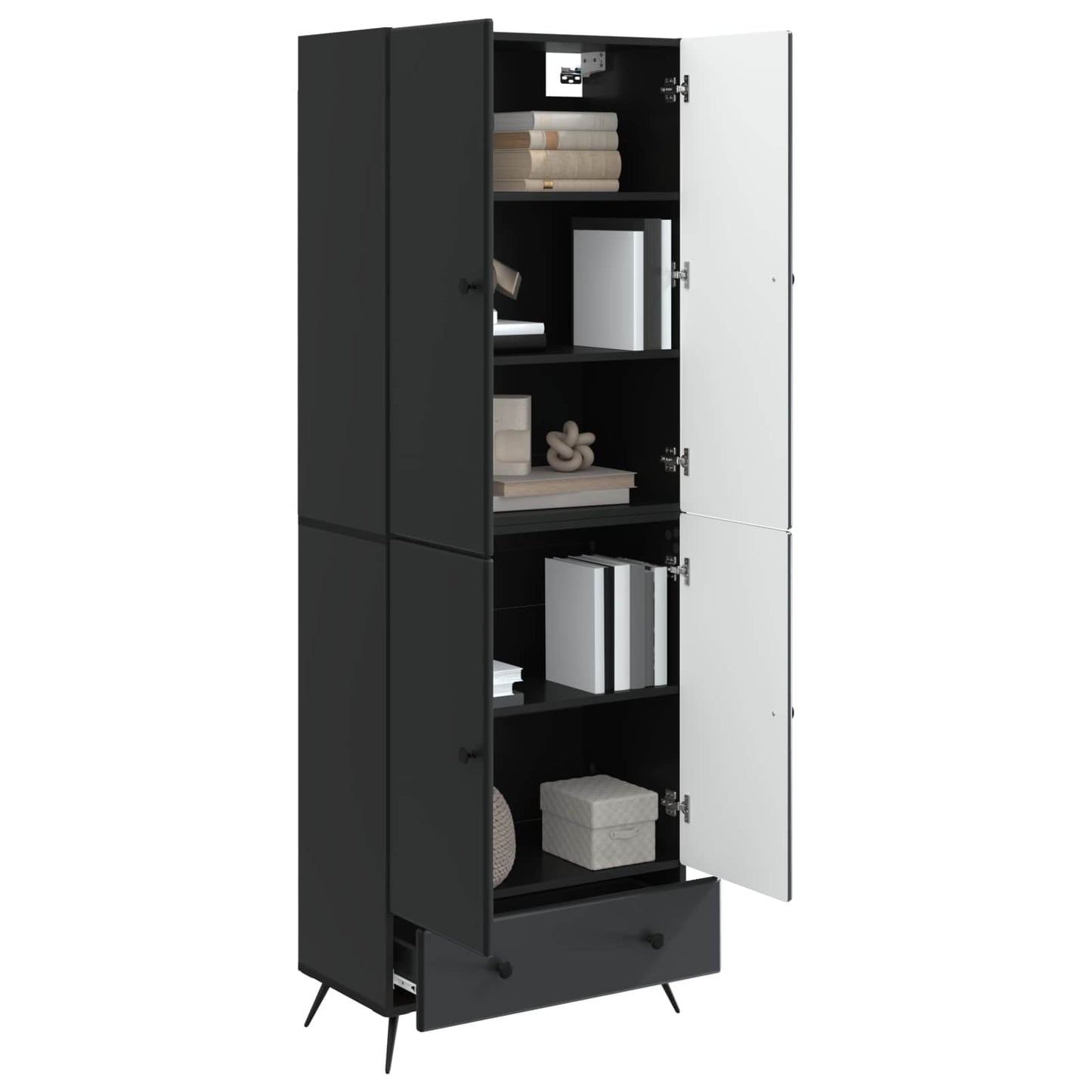 vidaXL Cabinet Set 2 pcs Black Engineered Wood