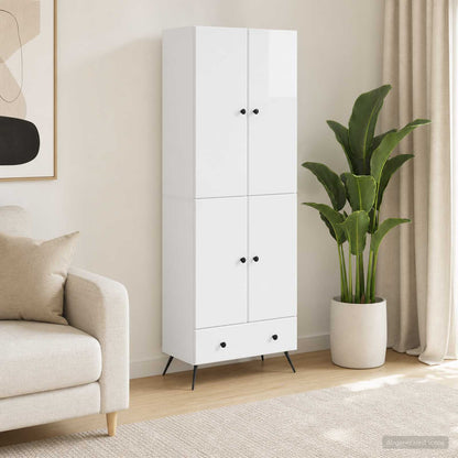 vidaXL Cabinet Set 2 pcs High Gloss White Engineered Wood