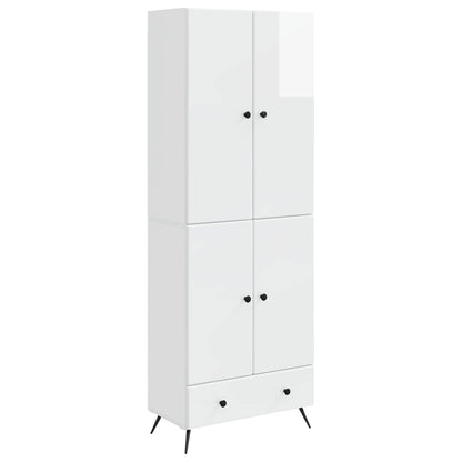 vidaXL Cabinet Set 2 pcs High Gloss White Engineered Wood