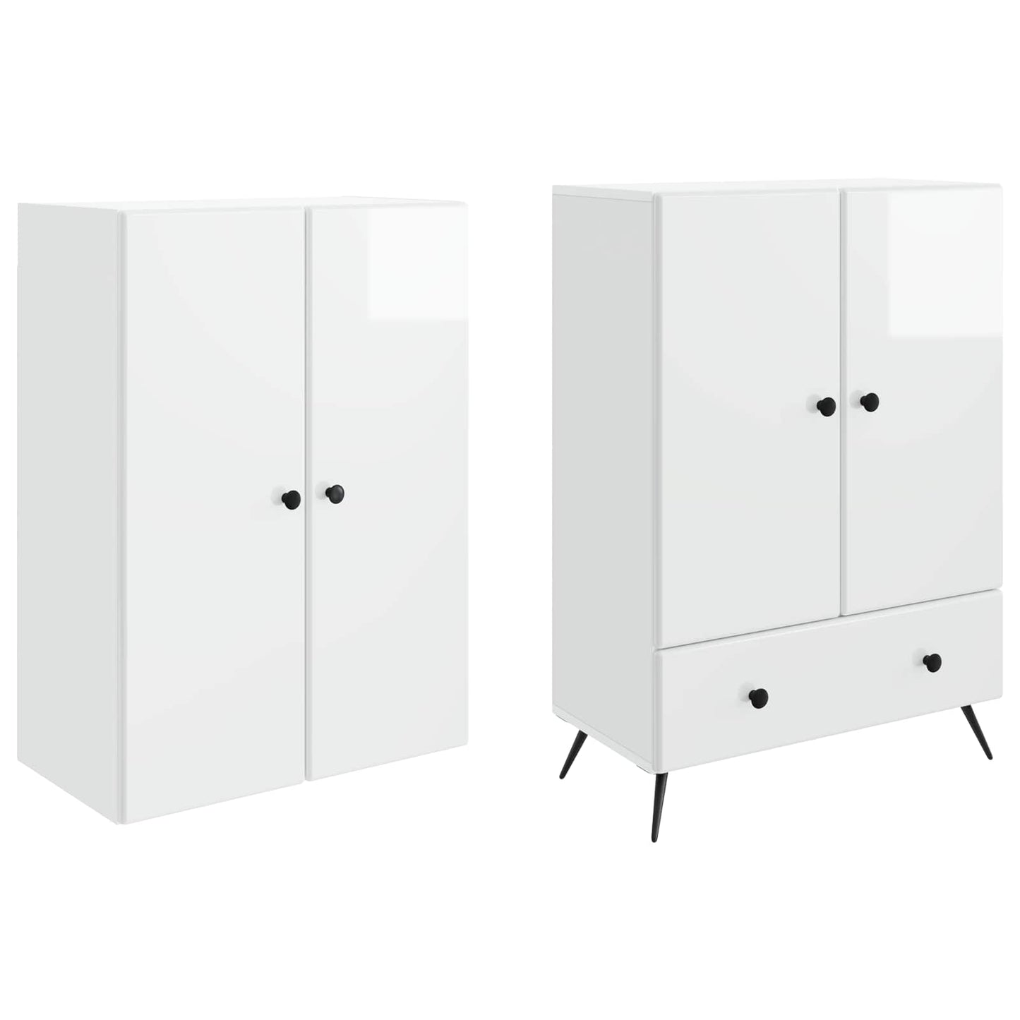vidaXL Cabinet Set 2 pcs High Gloss White Engineered Wood