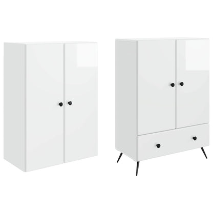 vidaXL Cabinet Set 2 pcs High Gloss White Engineered Wood