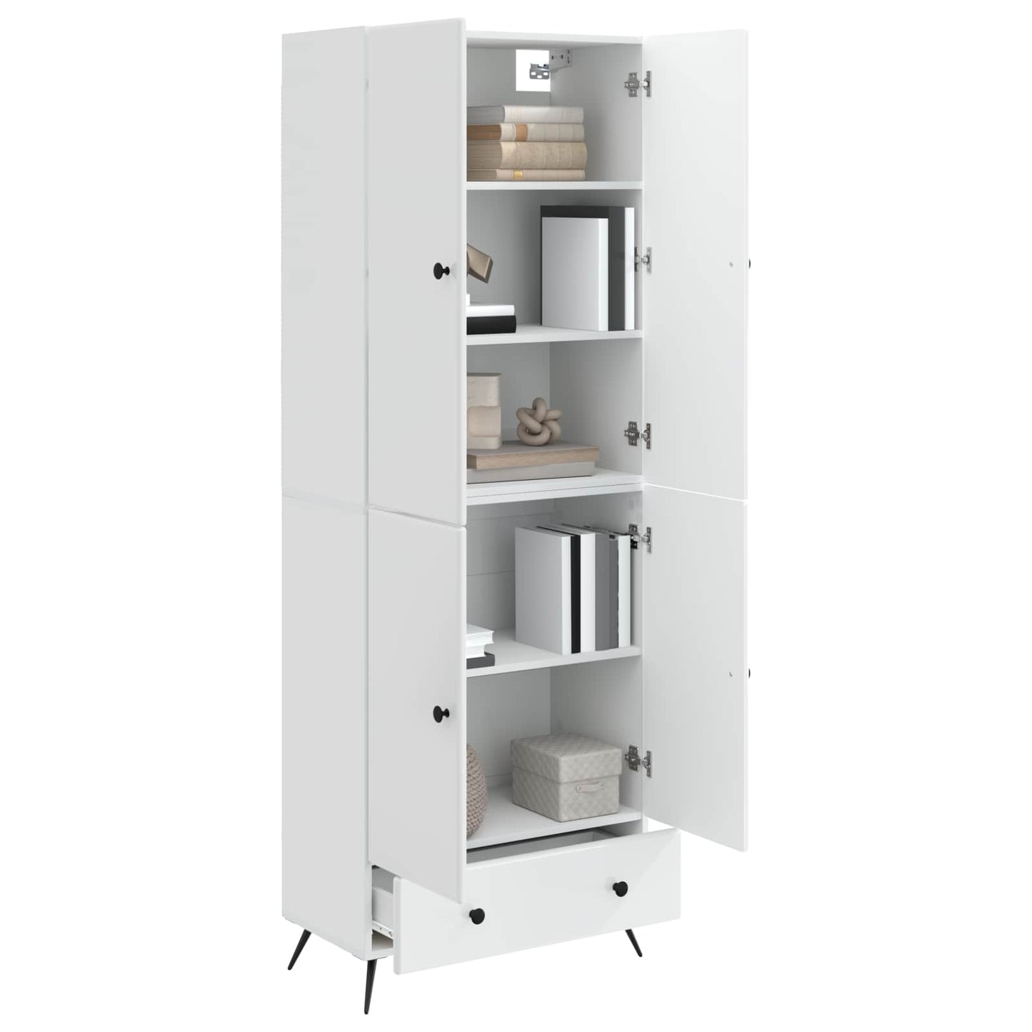 vidaXL Cabinet Set 2 pcs High Gloss White Engineered Wood